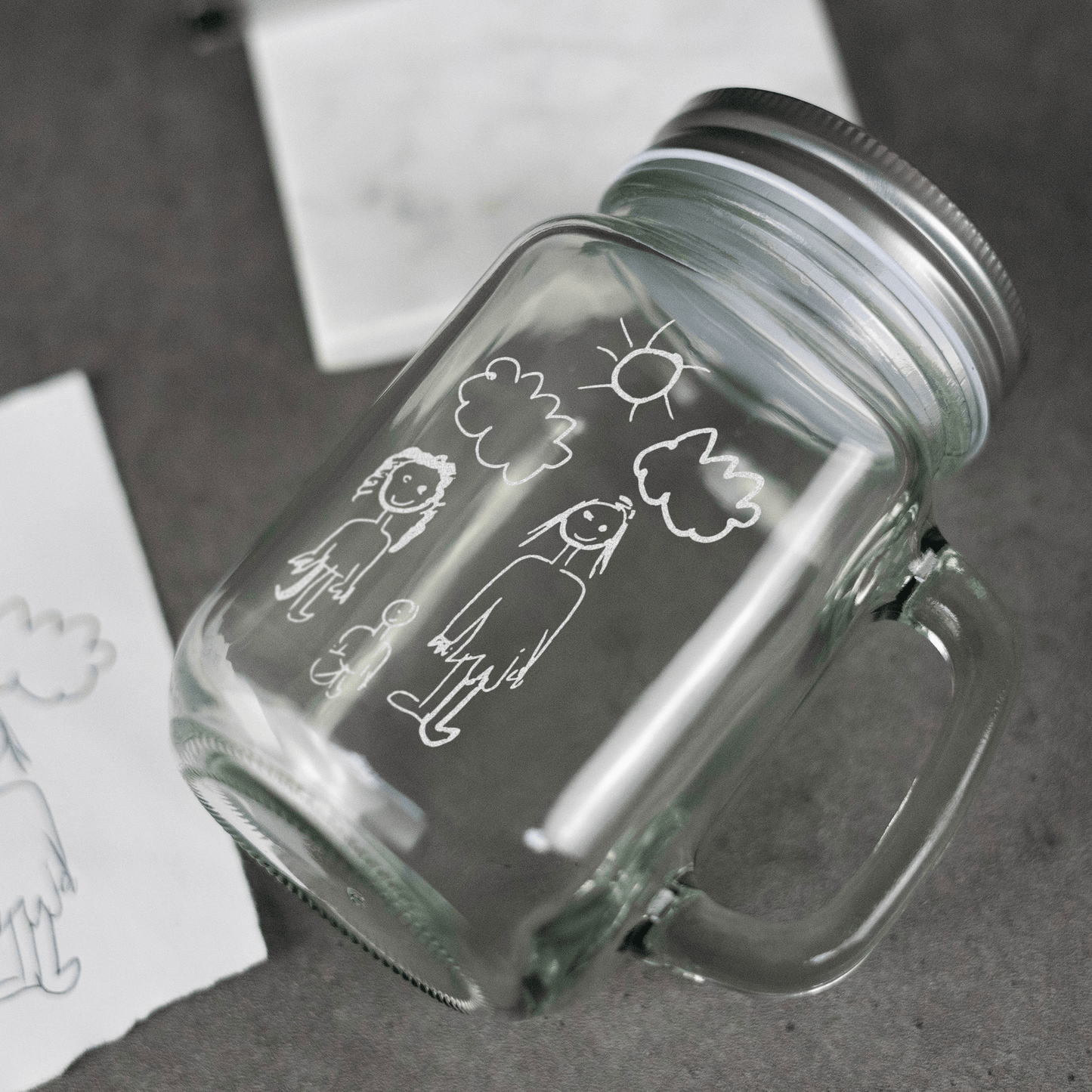 Engraved Custom Handwriting Glass Mason Jar - So Bespoke Gifts