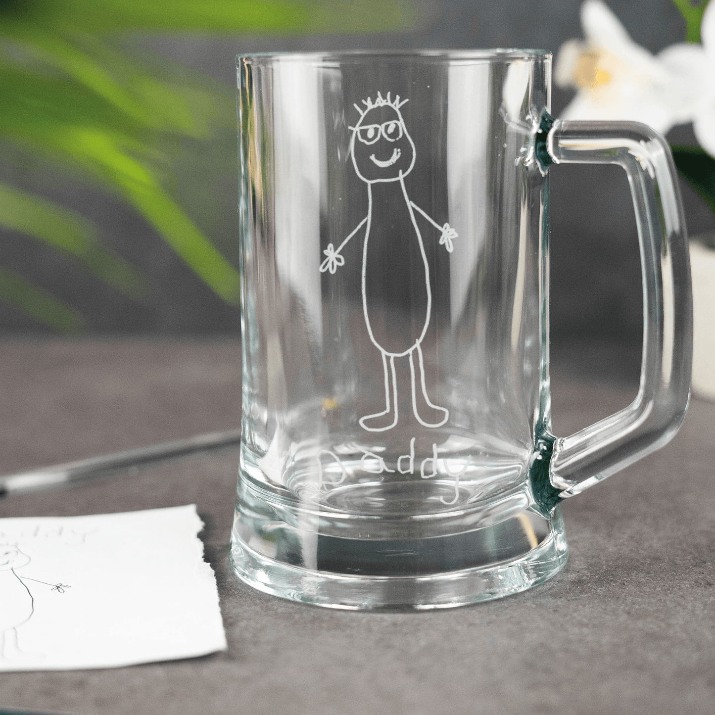 Engraved Custom Handwriting Glass Tankard - So Bespoke Gifts