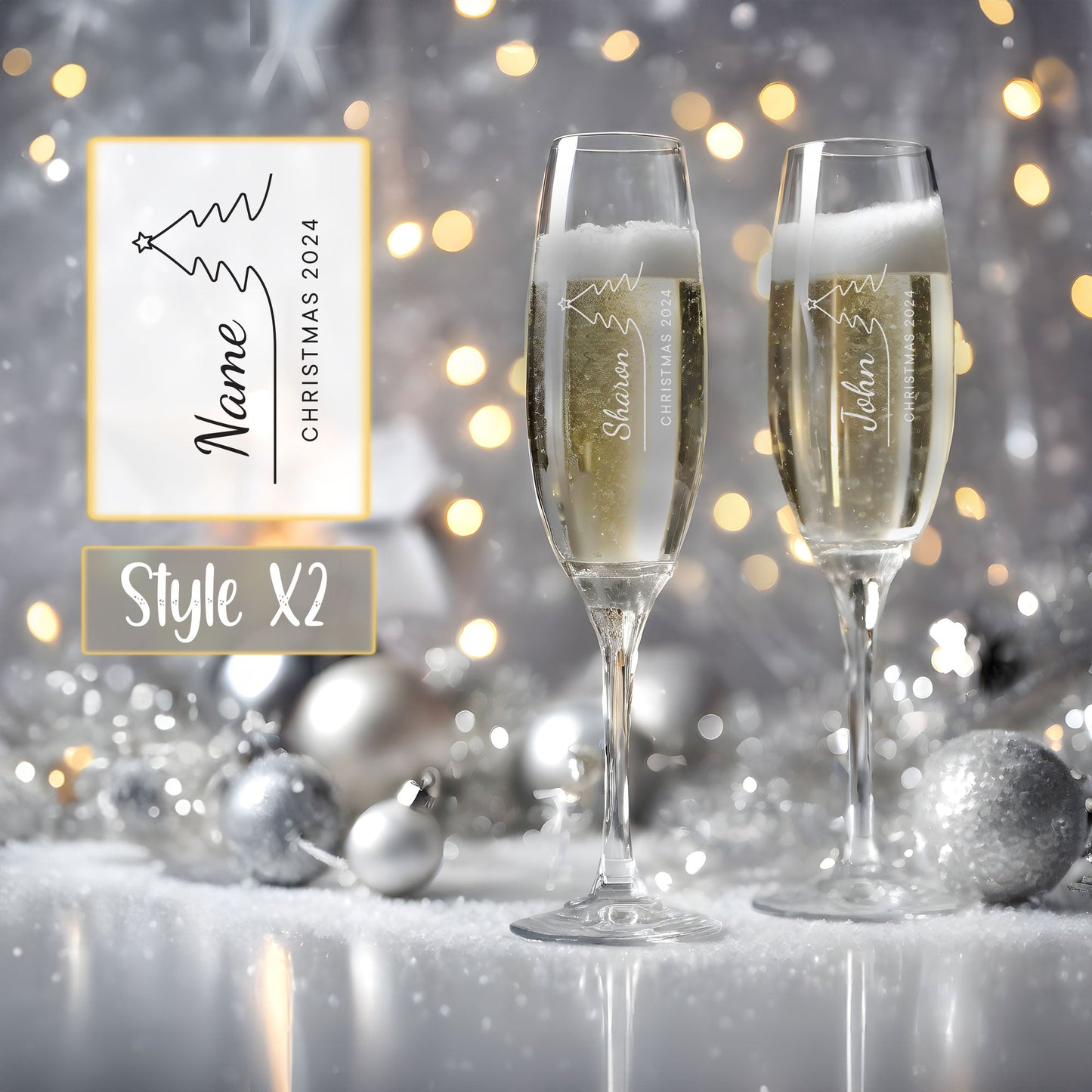 Personalised Engraved Christmas Champagne Flute - So Bespoke Gifts