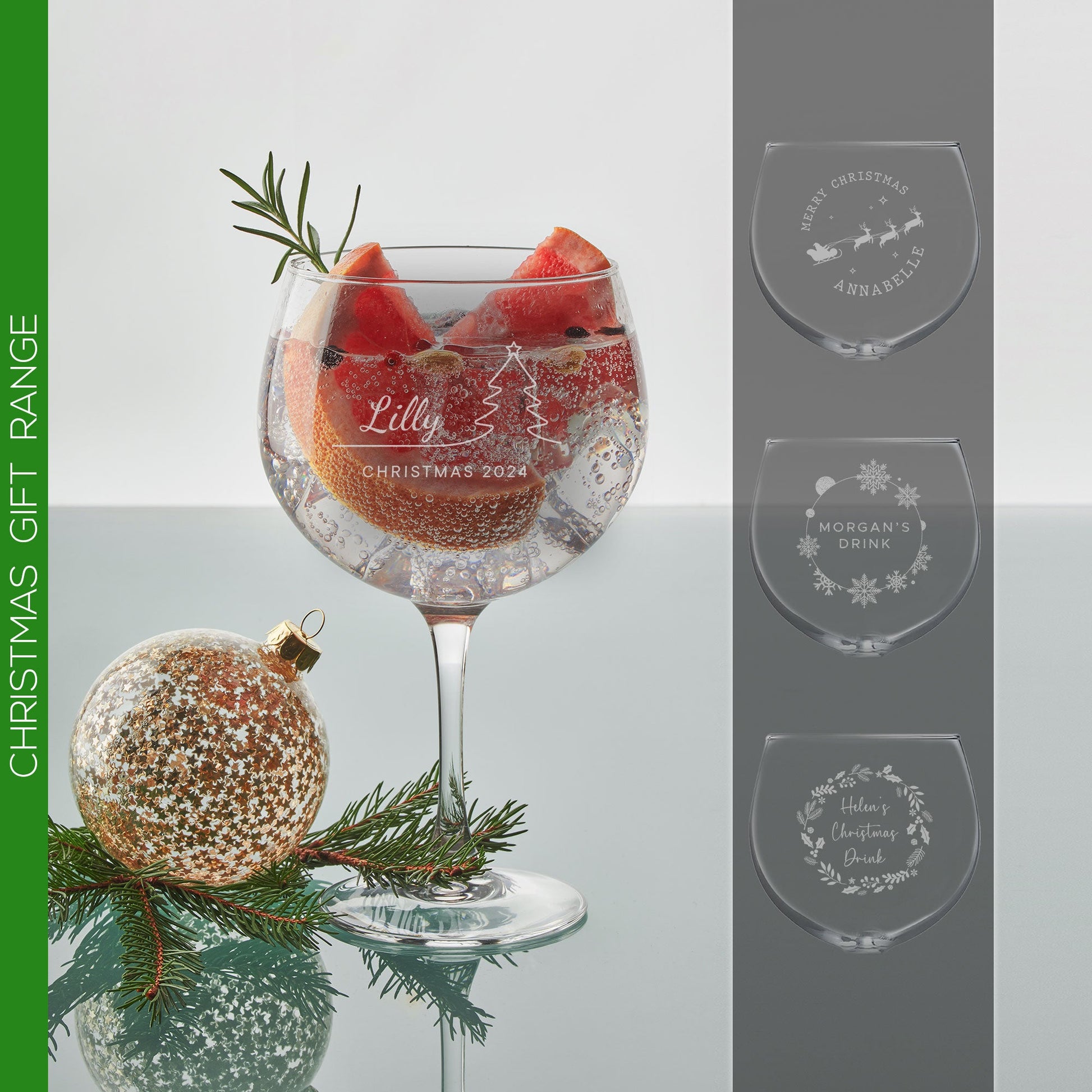 Personalised Engraved Christmas Gin Glass - So Bespoke Gifts