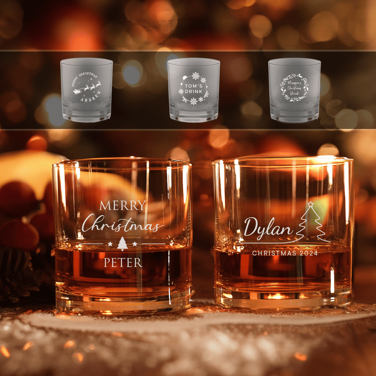 Personalised Engraved Christmas Whiskey Glass - So Bespoke Gifts