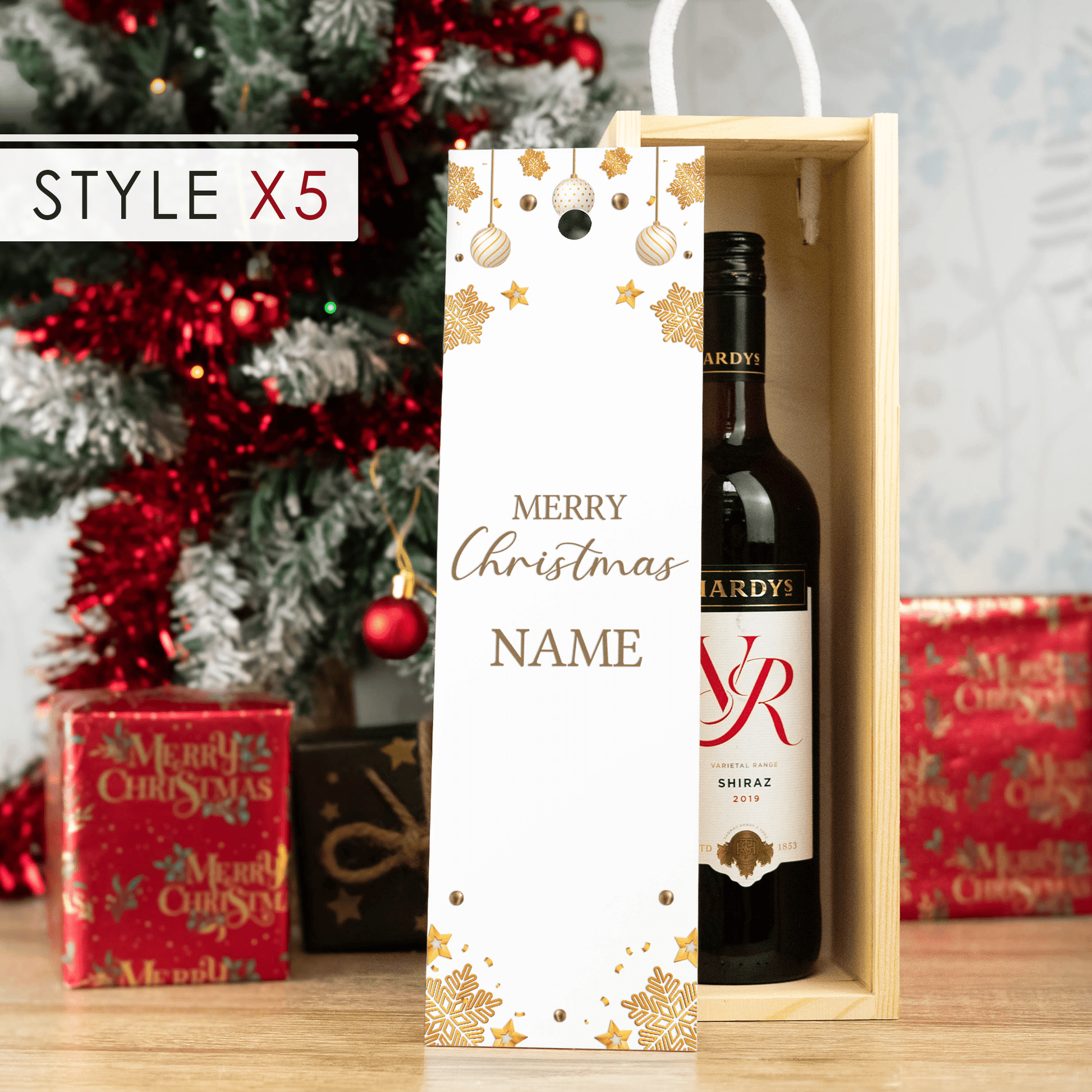 Personalised Printed Christmas Wine Box - So Bespoke Gifts