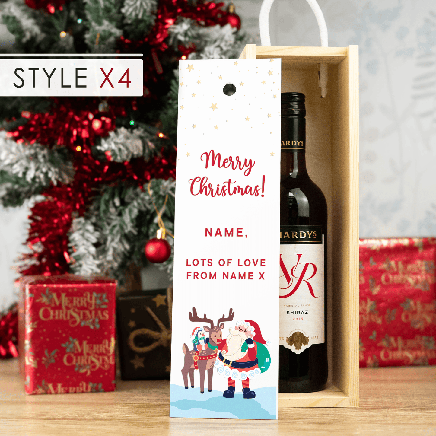 Personalised Printed Christmas Wine Box - So Bespoke Gifts