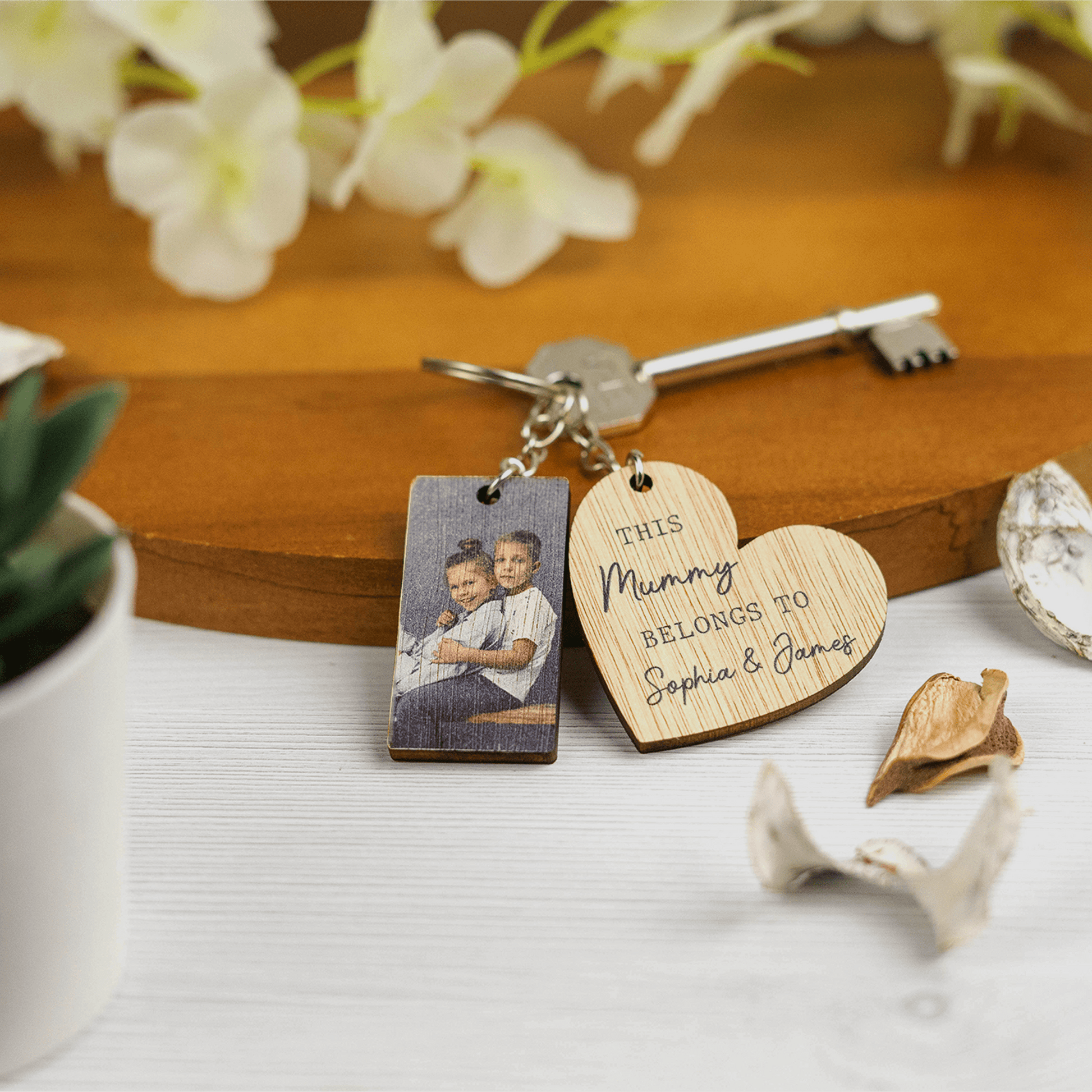 Personalised Printed Parent's Wooden Keyring - So Bespoke Gifts