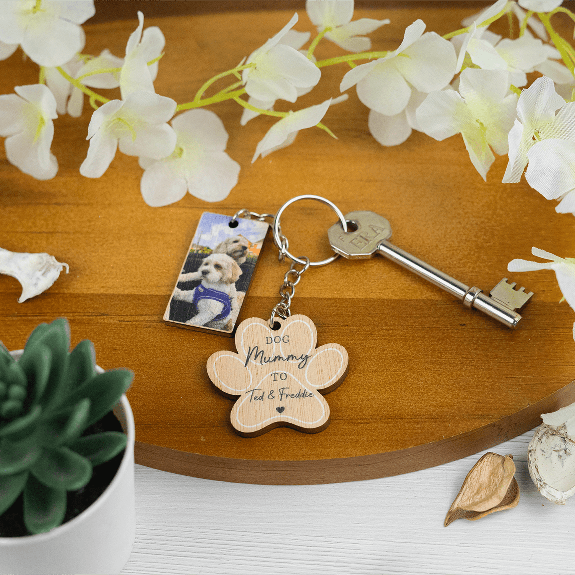 Personalised Printed Parent's Wooden Keyring - So Bespoke Gifts