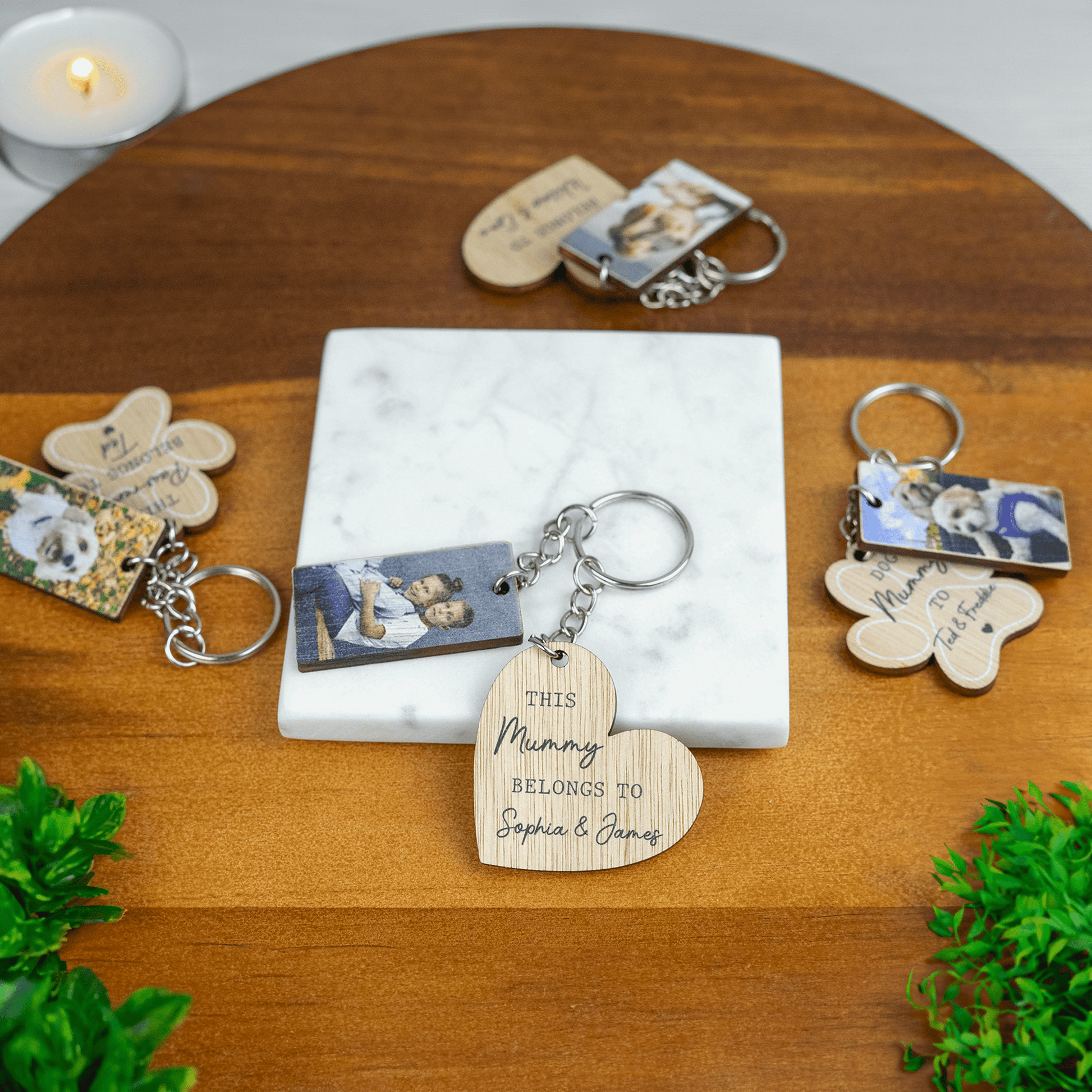 Personalised Printed Parent's Wooden Keyring - So Bespoke Gifts