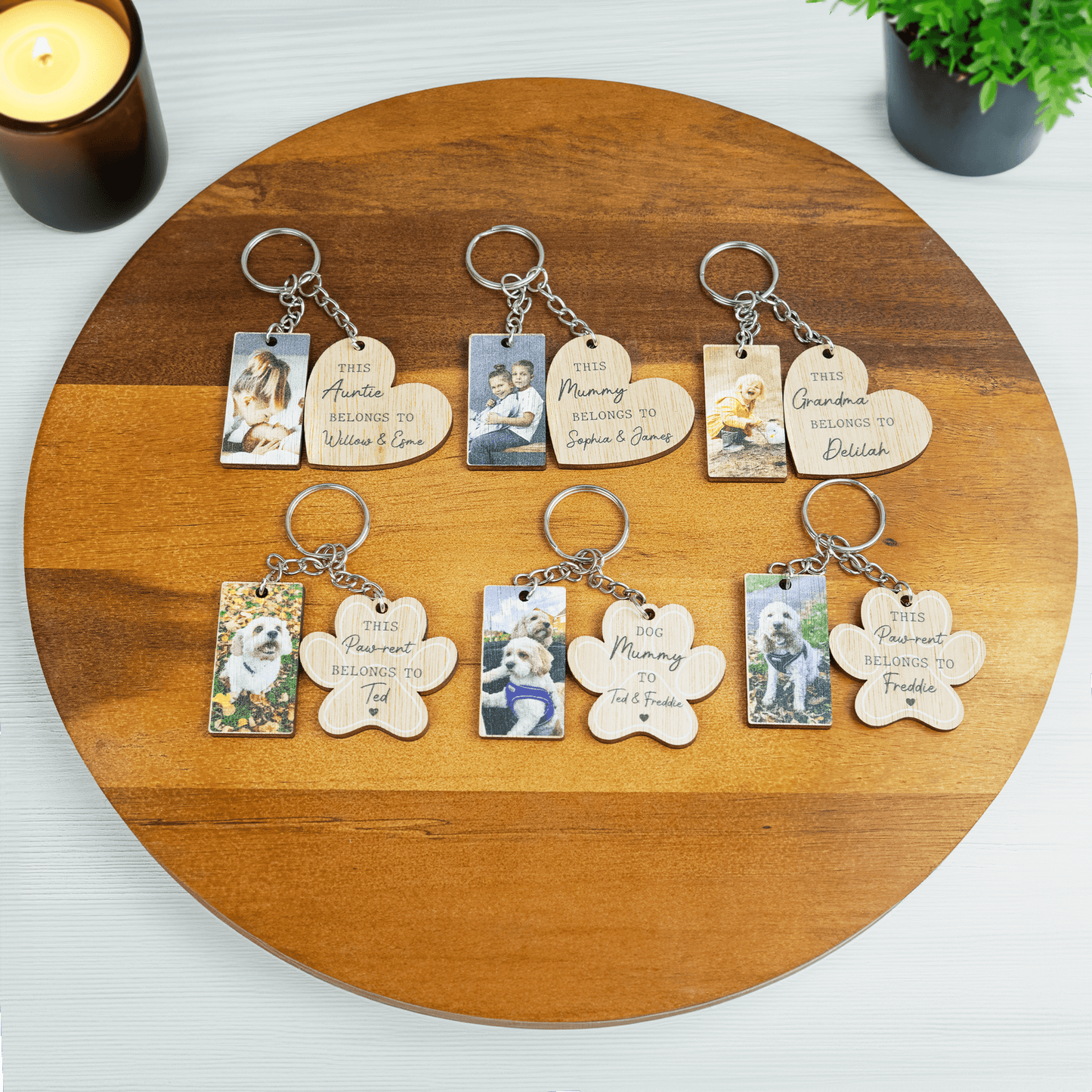 Personalised Printed Parent's Wooden Keyring - So Bespoke Gifts