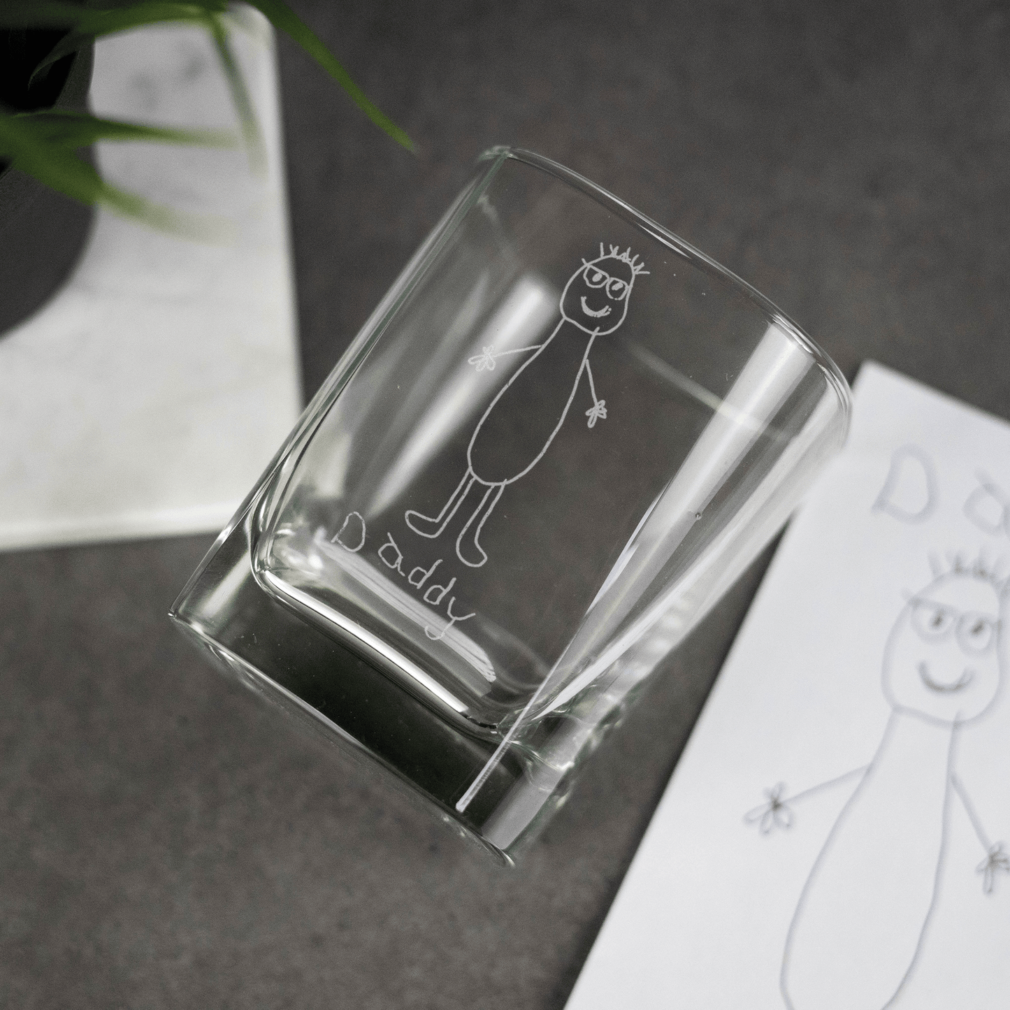 Engraved Custom Handwriting Square Whiskey Glass - So Bespoke Gifts