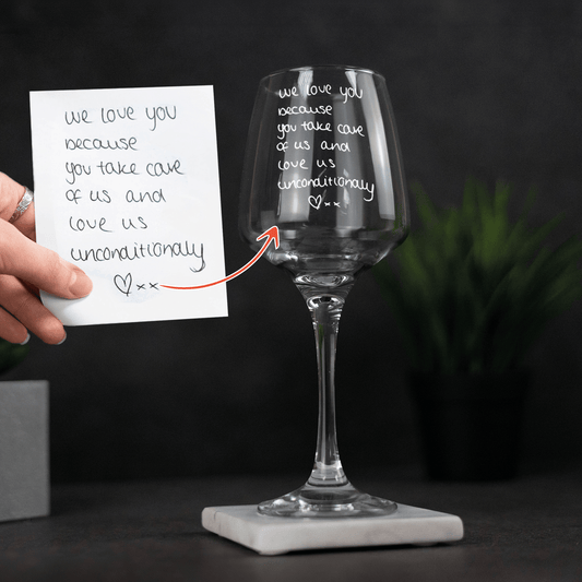 Engraved Custom Handwriting White Wine Glass - So Bespoke Gifts