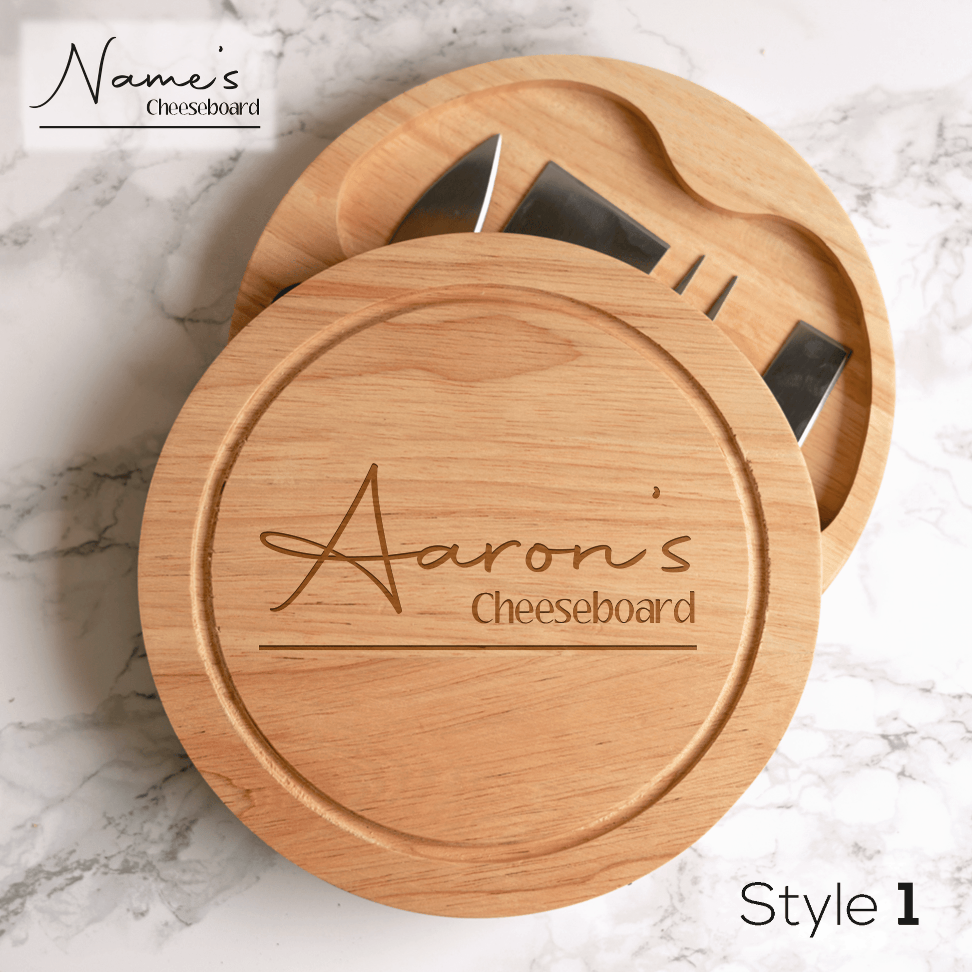 Personalised Engraved Cheese Serving Board With Cheese Knife Set - So Bespoke Gifts