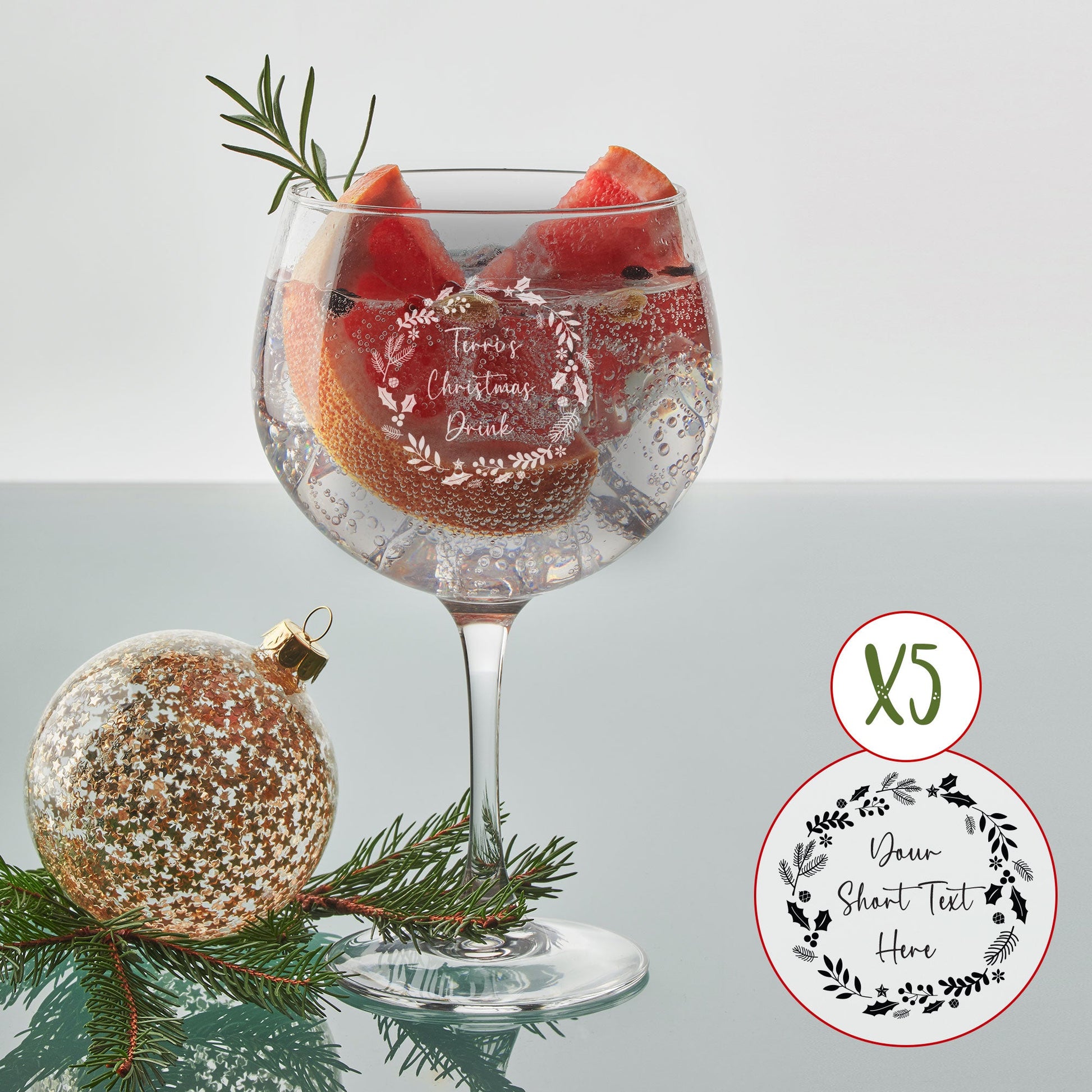 Personalised Engraved Christmas Gin Glass - So Bespoke Gifts