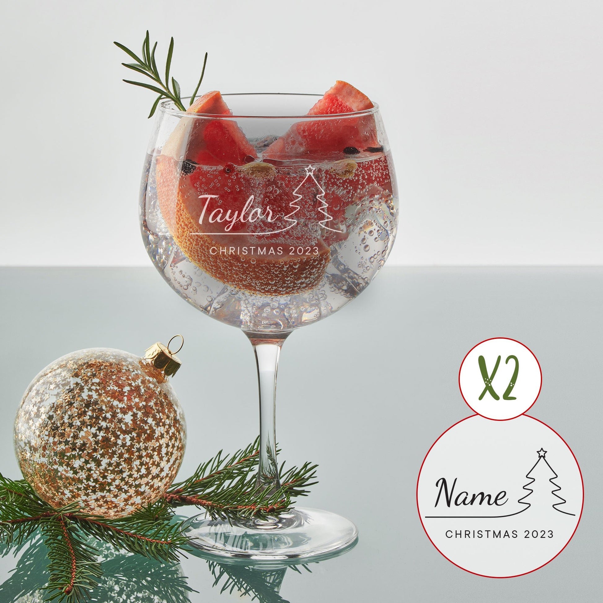 Personalised Engraved Christmas Gin Glass - So Bespoke Gifts