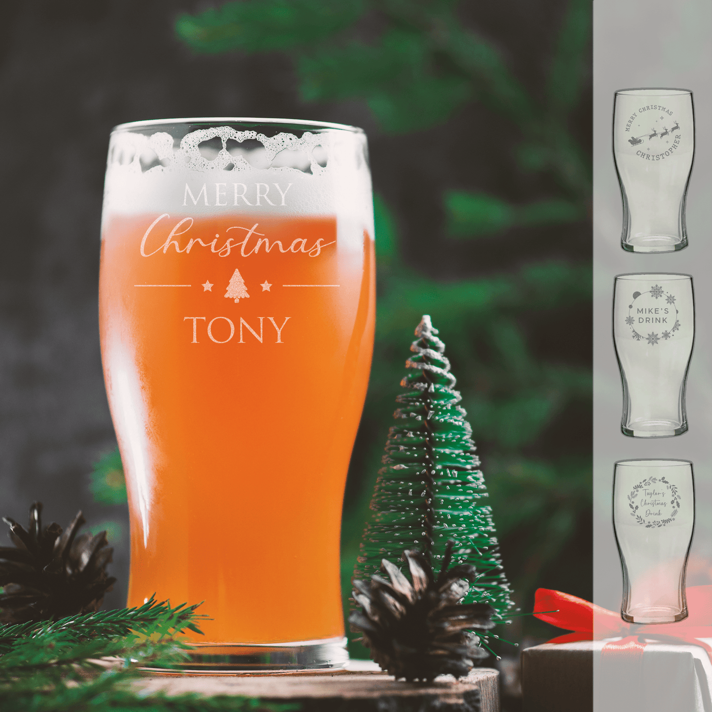 Personalised Engraved Christmas Pint Glass - So Bespoke Gifts