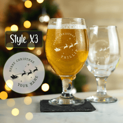 Personalised Engraved Christmas Stemmed Beer Glass - So Bespoke Gifts