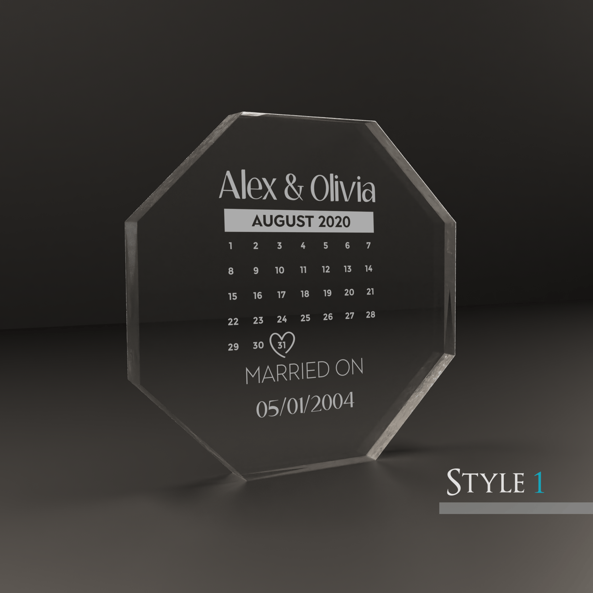 Personalised Engraved Octagon Acrylic Block - So Bespoke Gifts