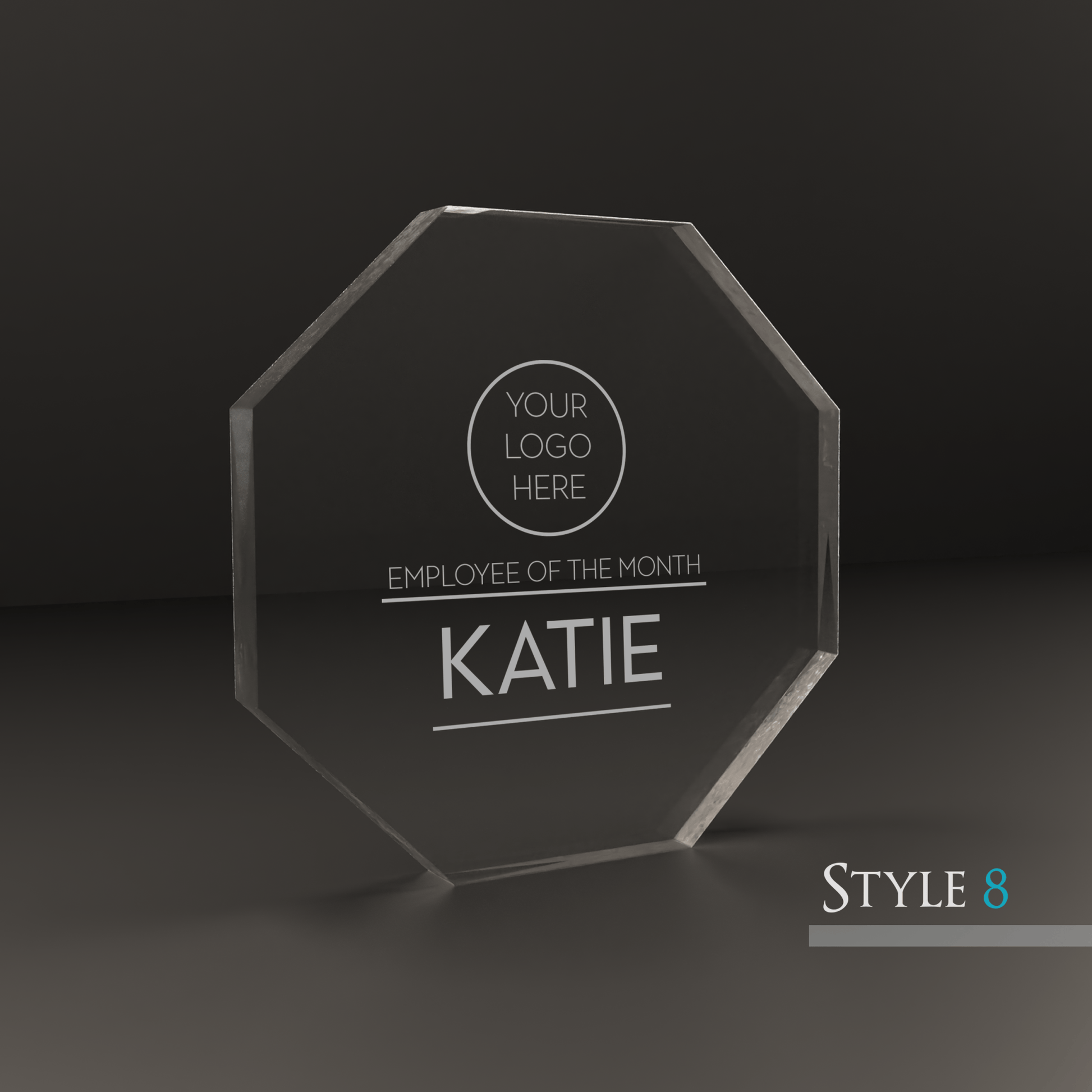 Personalised Engraved Octagon Glass Award Trophy - So Bespoke Gifts