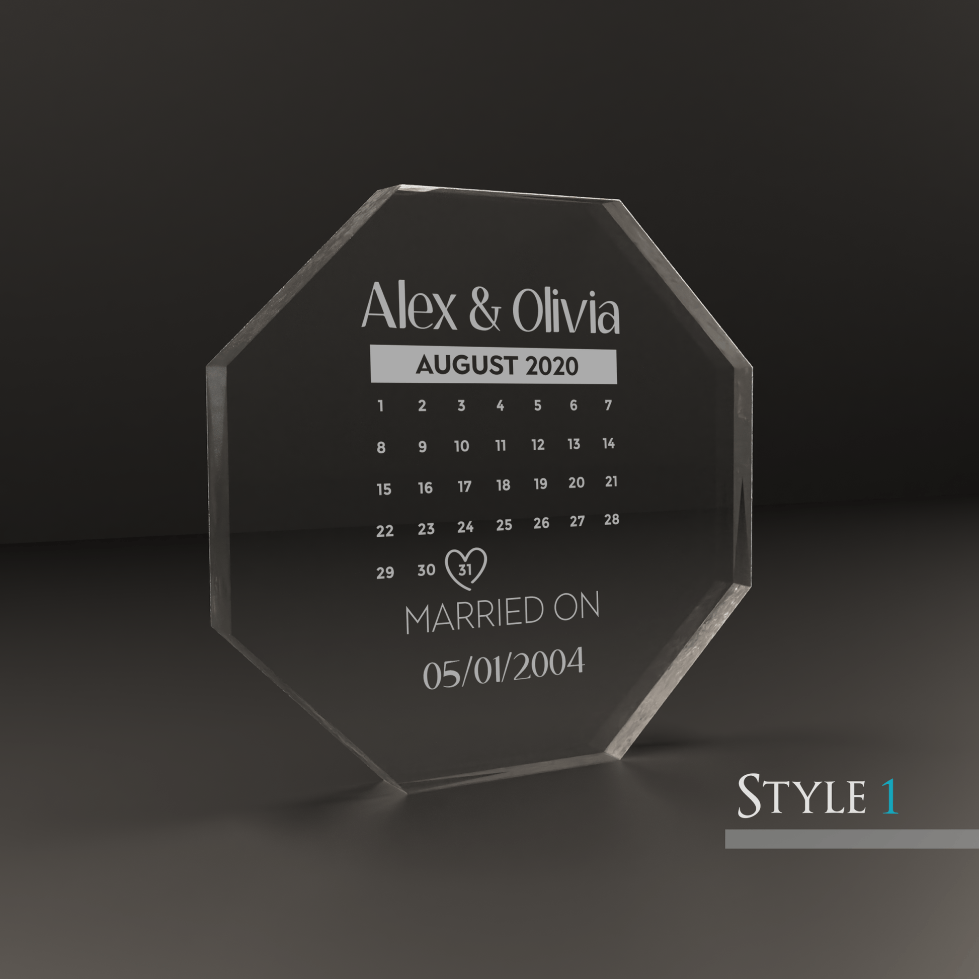 Personalised Engraved Octagon Glass Award Trophy - So Bespoke Gifts