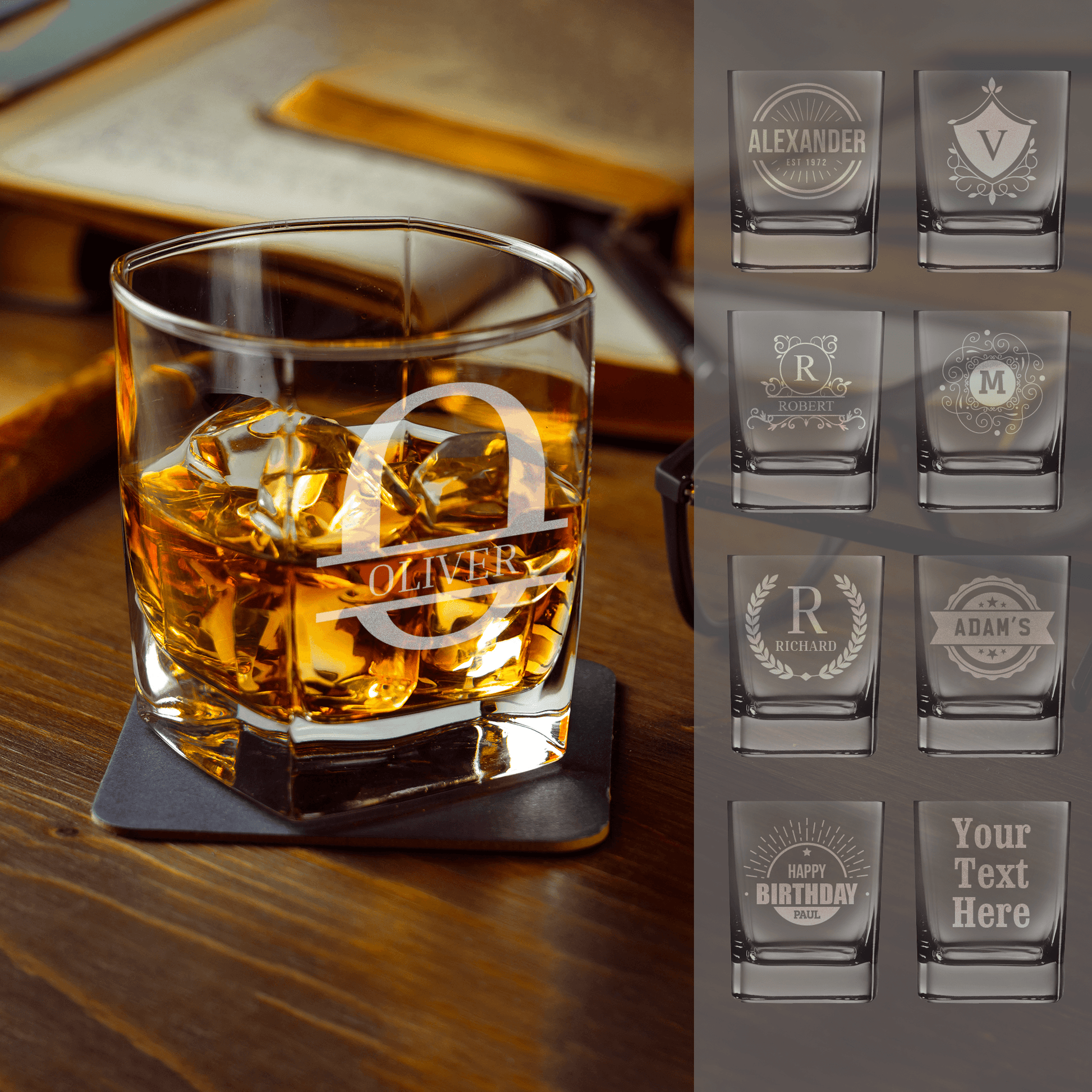 Personalised Engraved Square Whiskey Glass - So Bespoke Gifts