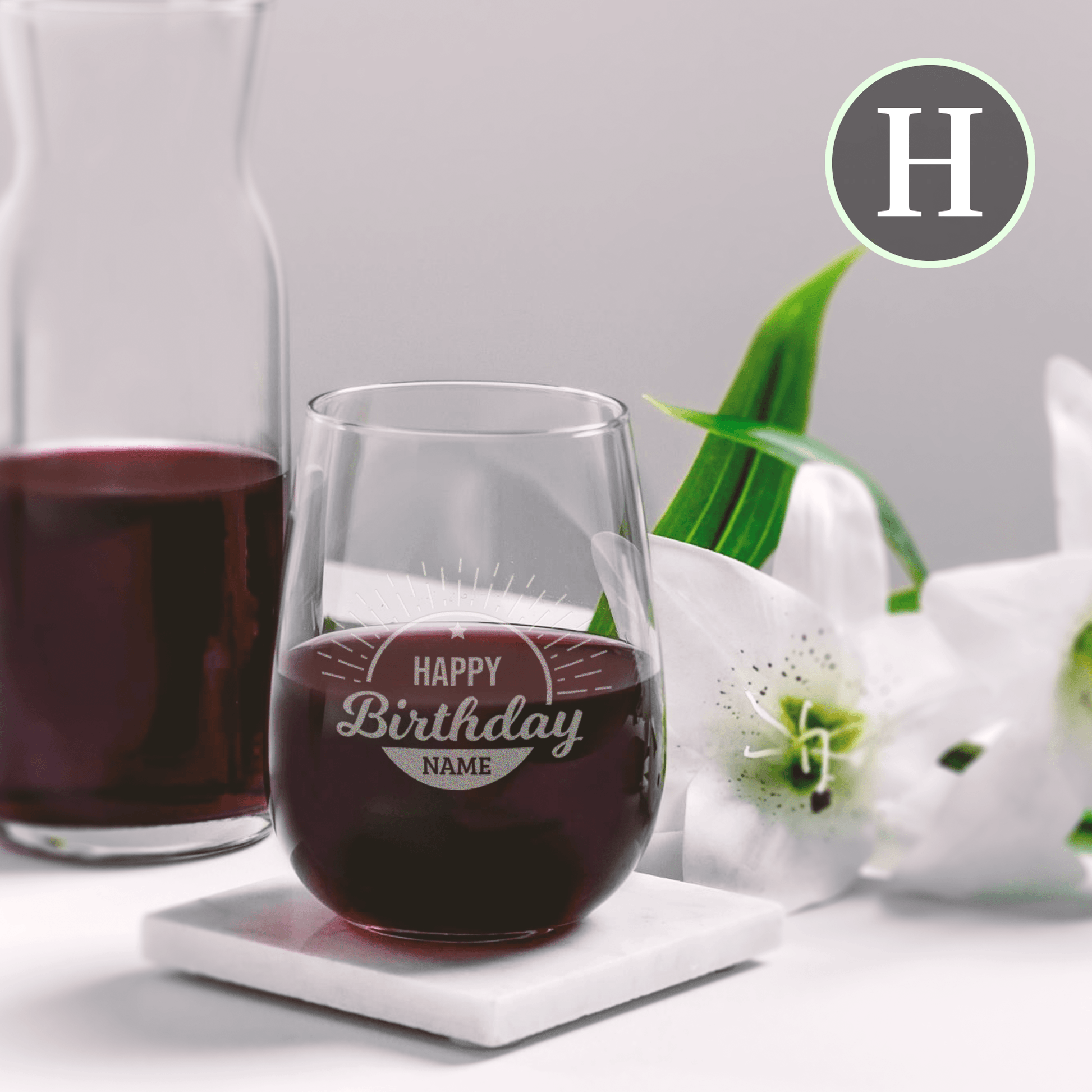 Personalised Engraved Stemless Red Wine Glass - So Bespoke Gifts
