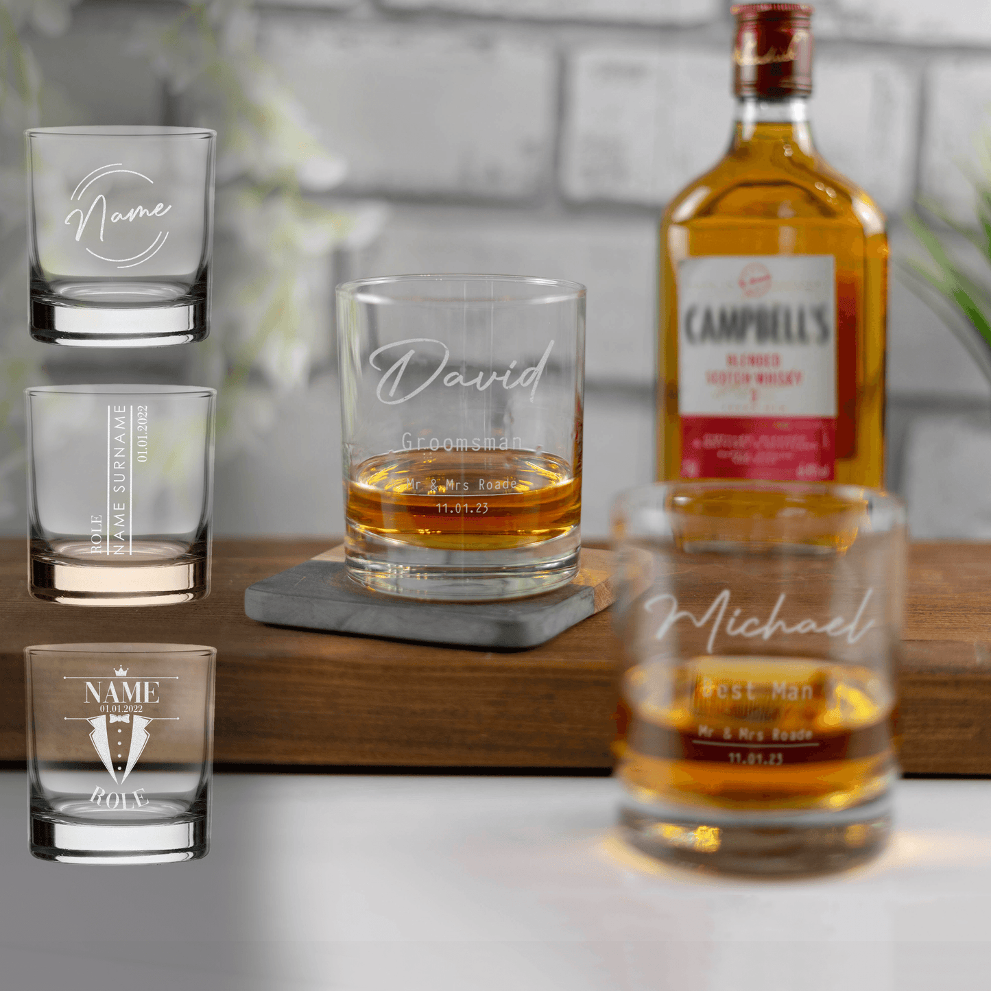 Personalised Engraved Wedding Whiskey Glasses - So Bespoke Gifts