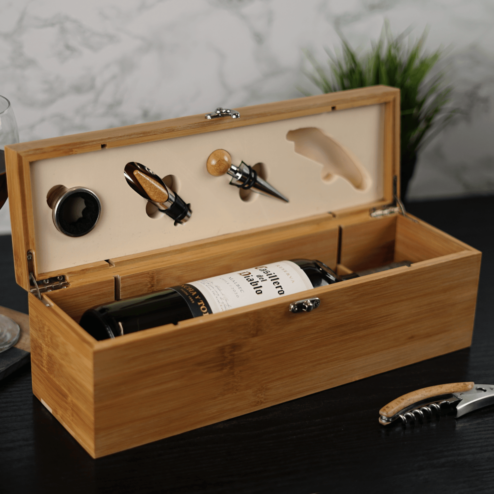 Personalised Engraved Wine Box and Sommelier Gift Set - So Bespoke Gifts