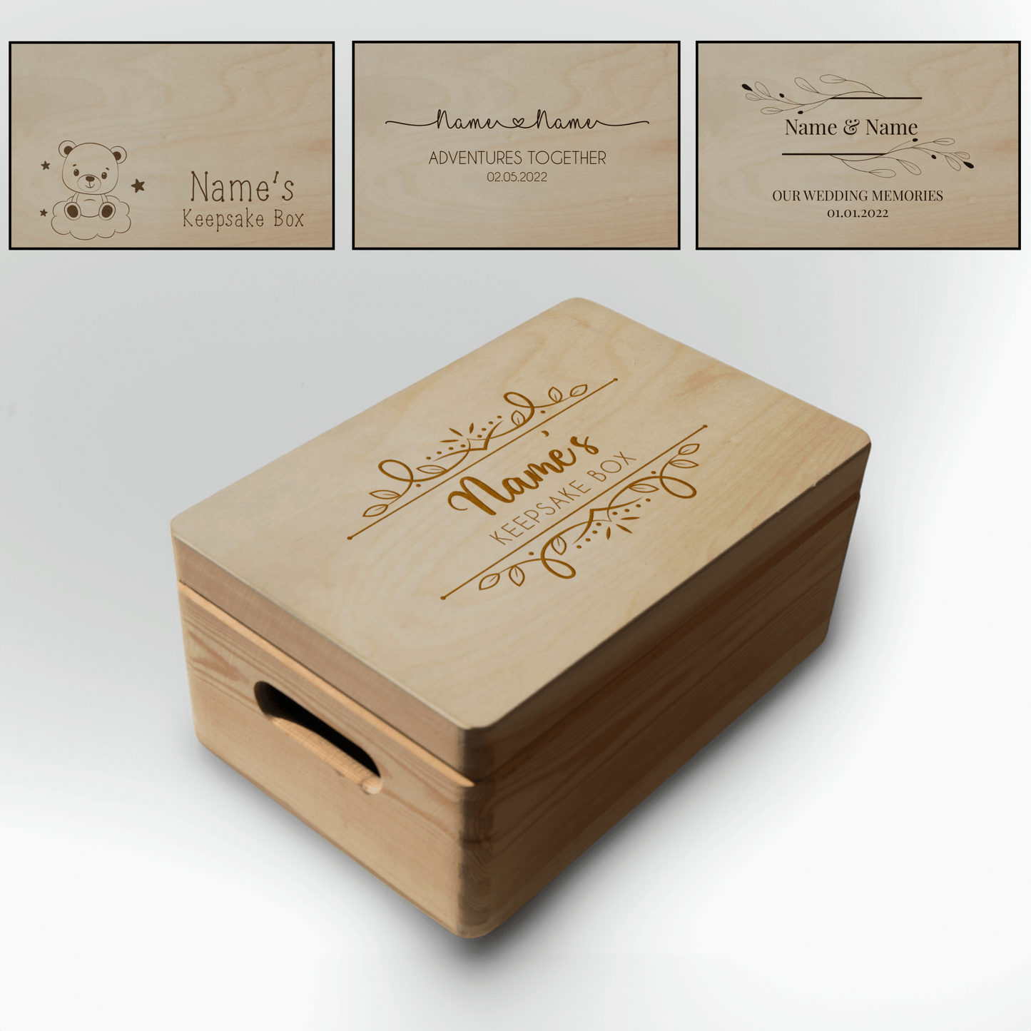 Personalised Engraved Wooden Keepsake Memory Box - So Bespoke Gifts