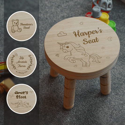 Personalised Engraved Wooden Stool - So Bespoke Gifts