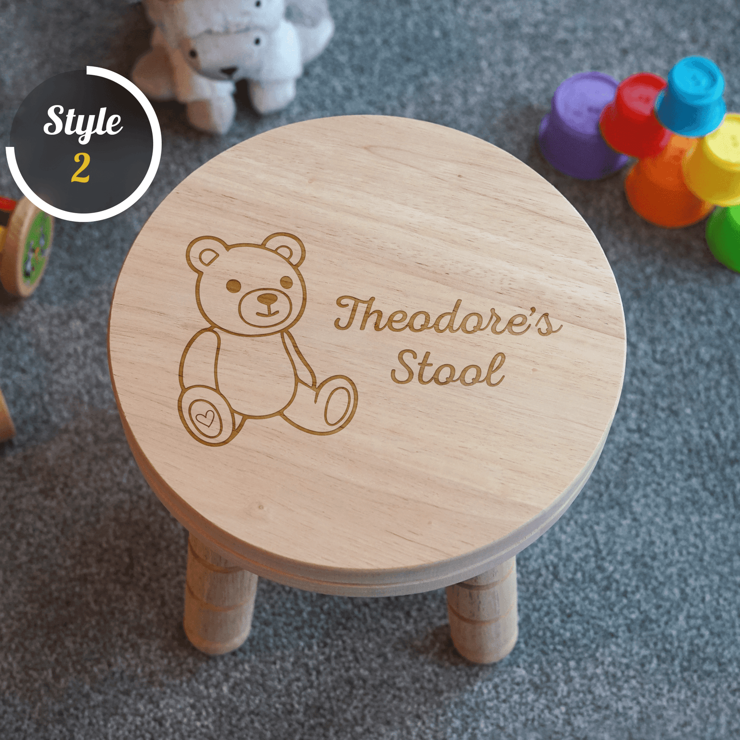 Personalised Engraved Wooden Stool - So Bespoke Gifts