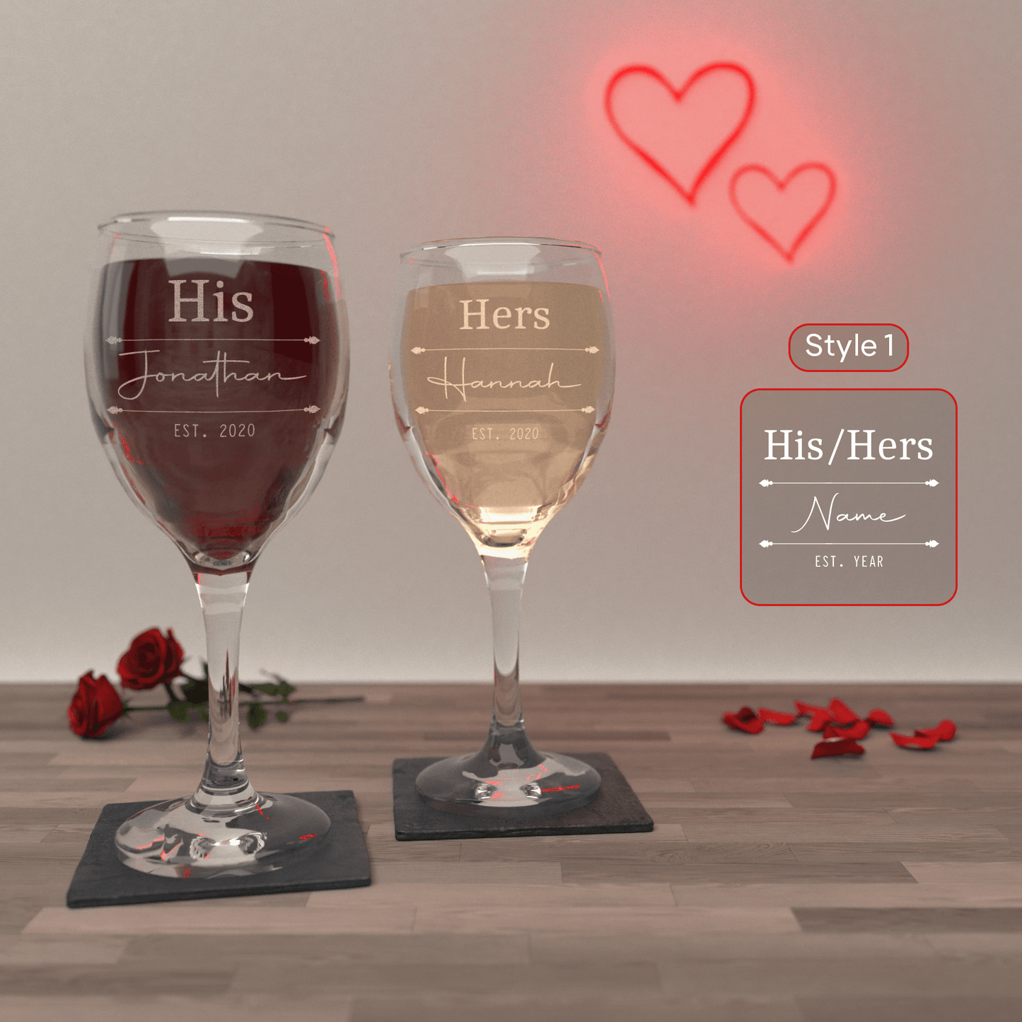 Personalised Valentines Day Wine Glass Set - So Bespoke Gifts