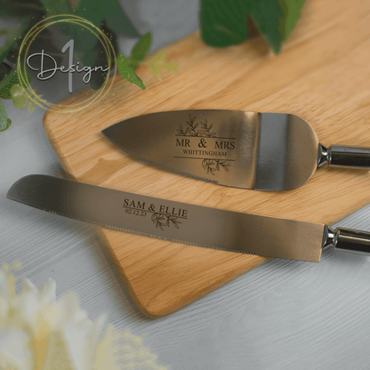 Personalised Wedding Knife Engraved Cake Server and Knife Set - So Bespoke Gifts